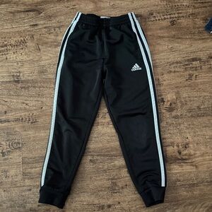 Adidas Kids Black Joggers with White Stripes